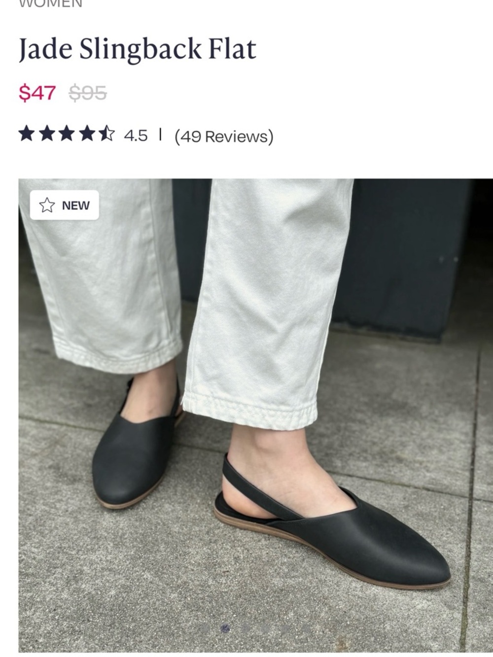 Toms Jade Slingback Flat - Black